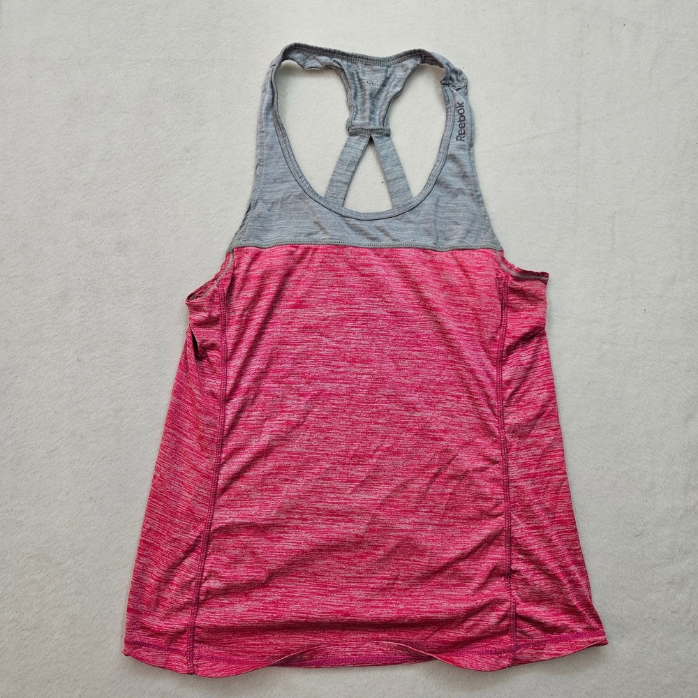 Reebok Tank Top Womens Small Pink Grey Excellent Racerback Athletic Running